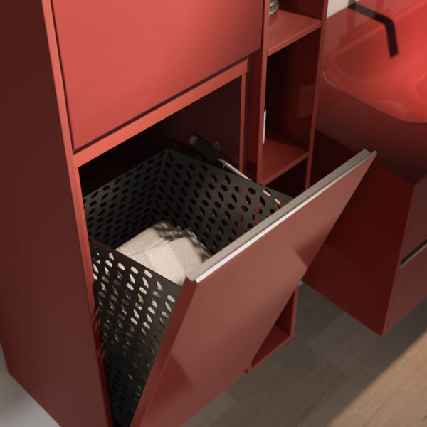 Colonne avec porte relevable et panier à linge