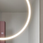 Miroir carré Style avec un cercle sérigraphié lumineux  - Ideagroup