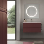Miroir carré Style avec un cercle sérigraphié lumineux  - Ideagroup