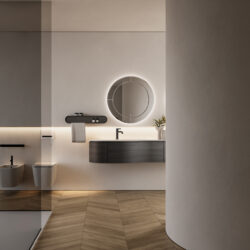 Miroir rond Marte rétroéclairé avec bord biseauté  - Ideagroup