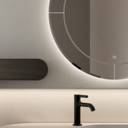 Miroir rond Marte rétroéclairé avec bord biseauté  - Ideagroup